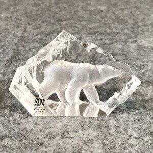 Mats Jonasson Vintage Signature Collection Full Lead Crystal Bear Paperweight
